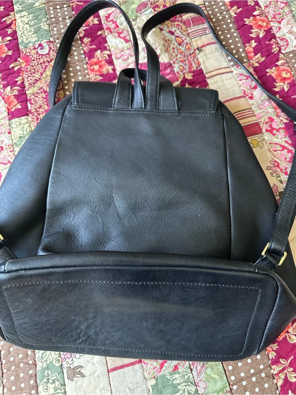 Vintage Coach Legacy West Hampton Black Leather Backpack with Gold Hardware